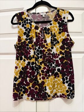 Jones New York Sleeveless Keyhole Top - Mustard, Black & Burgundy